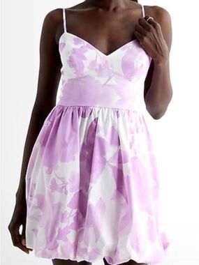 Express Lavender and White Floral Spaghetti-Strap Dress